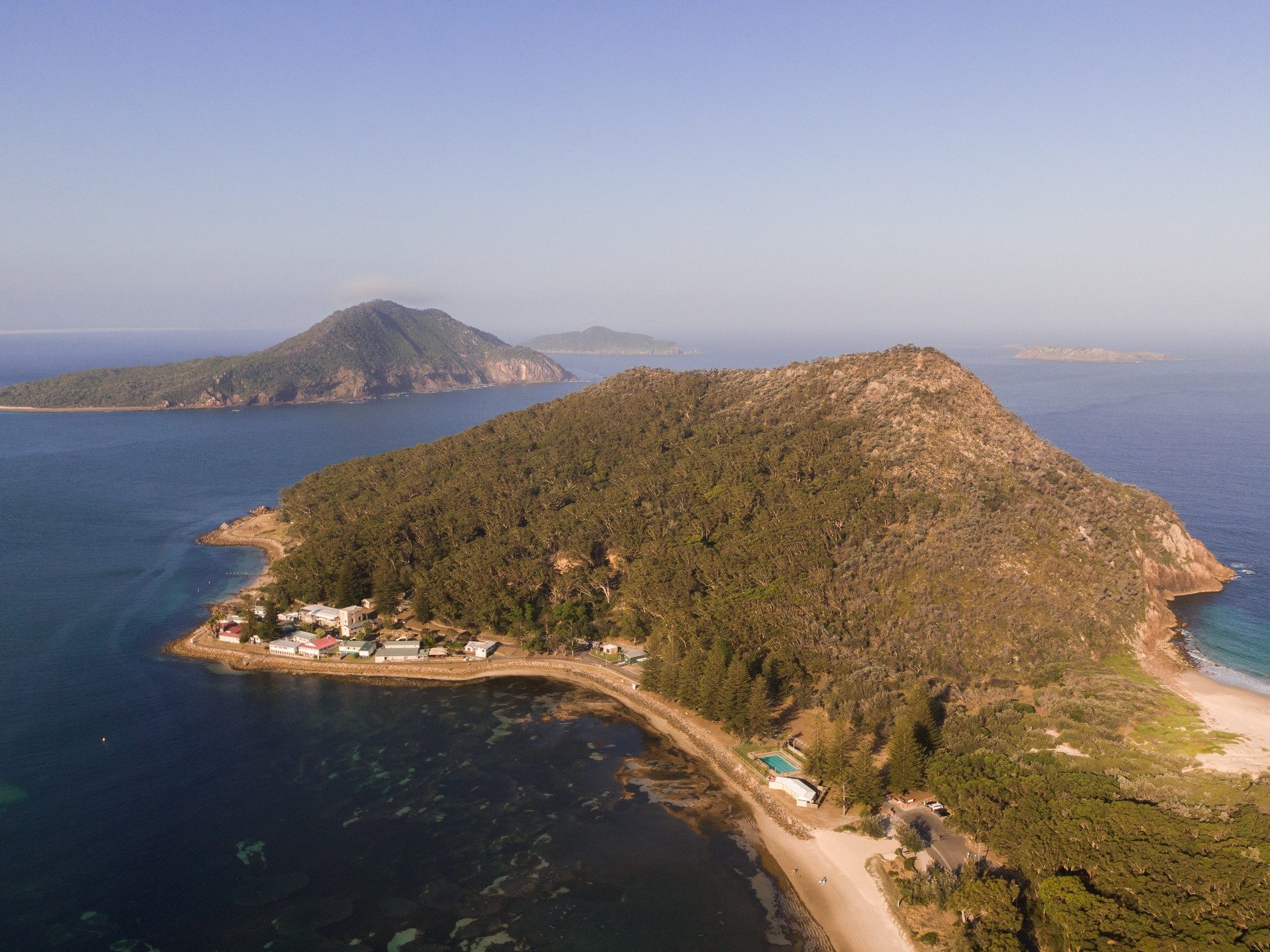 Aerial drone photo of an island headland